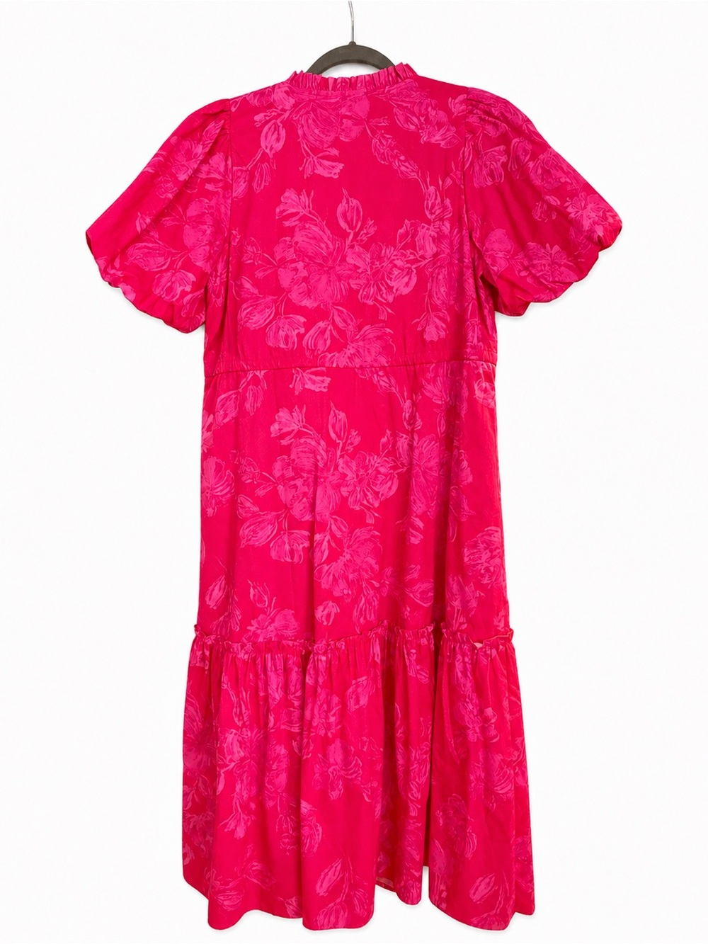 Sugarlips NWT Pink Floral Puff Sleeve Tiered Midi Dress Kids Pink Floral Tiered - Picture 2 of 3